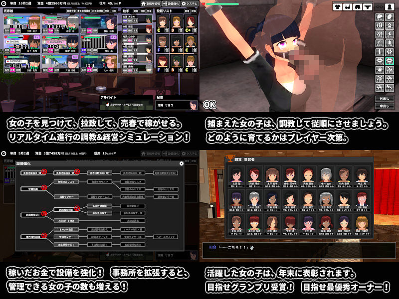 女の子を拉致監禁して風俗で働かせる経営SLG